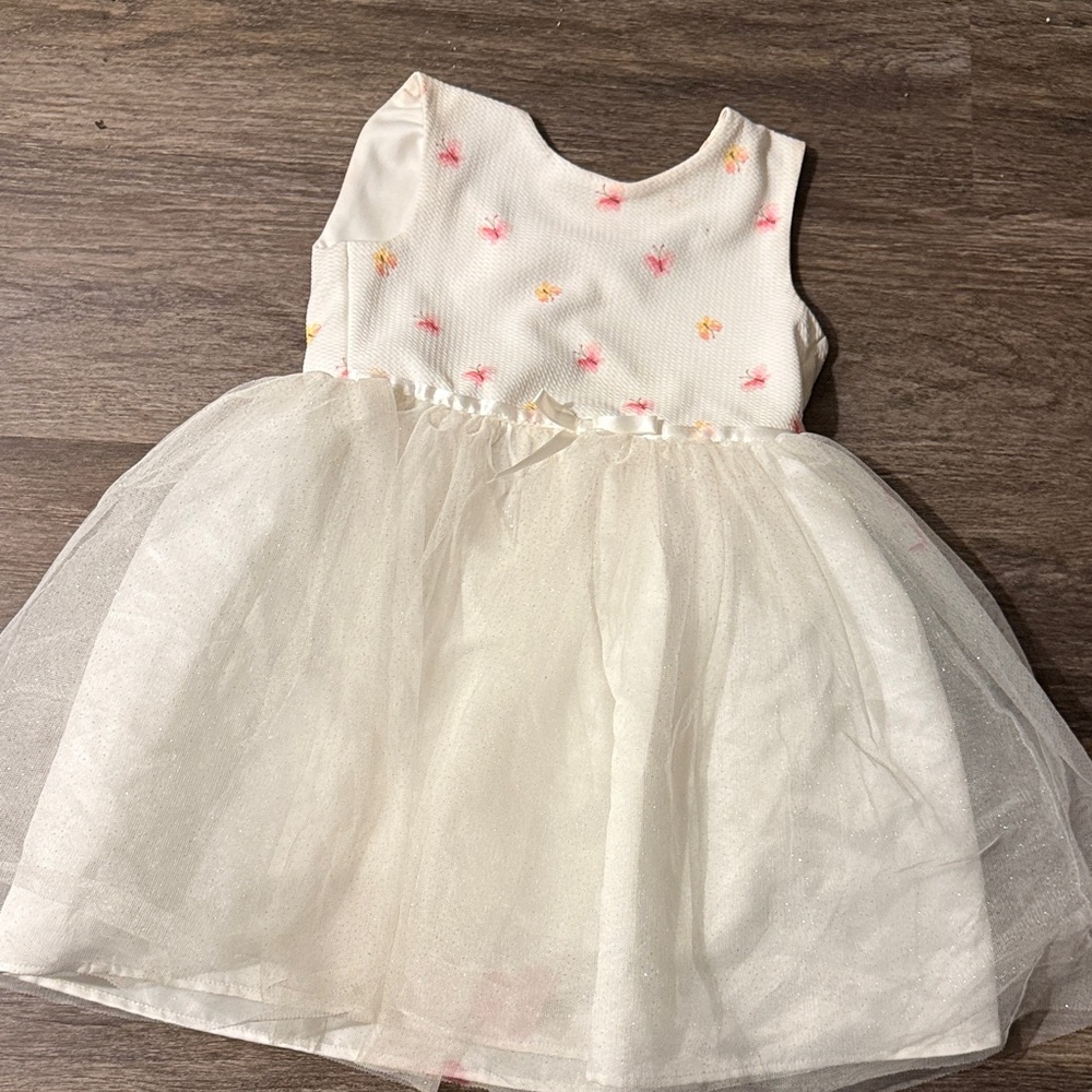 White and Pink Floral Baby Dress